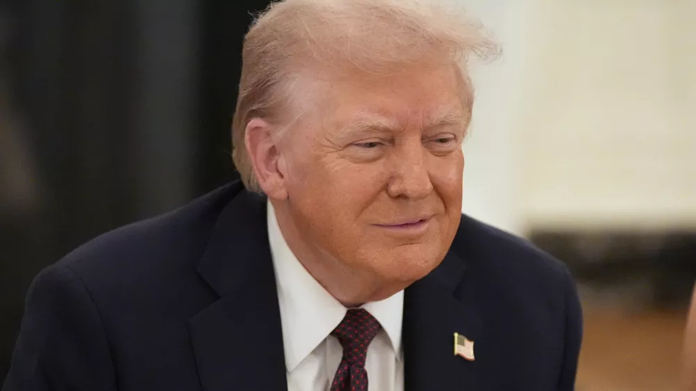 President Donald Trump speaks at a dinner in the State Dining Room of the White House, Thursday, Sept. 4, 2025, in Washington. (AP Photo/Alex Brandon)