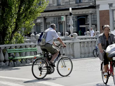 Tromostovje, kolesar, kolesarji, Ljubljana   //FOTO: Tomaž Zajelšnik