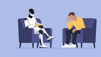 Psychologist AI humanoid robot talking with a sad depressed patient, artificial intelligence and psychology concept / Foto: Elenabs