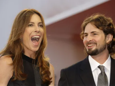 Director Kathryn Bigelow and scriptwriter Mark Boal arrive for the screening of the movie 'The Hurt Locker' at the 65th edition of the Venice Film Festival in Venice, Italy, Thursday, Sept. 4, 2008. (AP Photo/Joel Ryan)