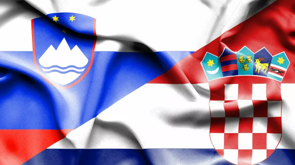 ﻿Waving flag of Croatia and Slovenia