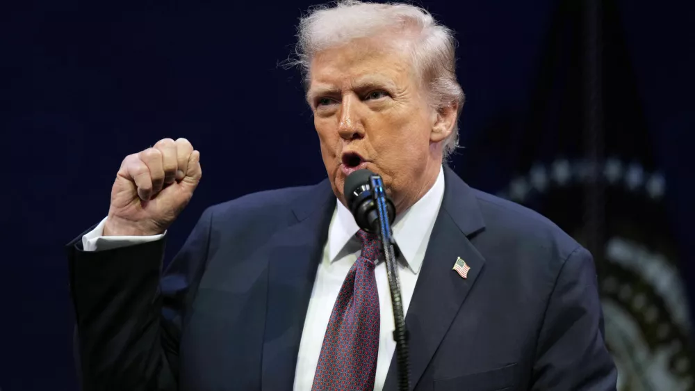 President Donald Trump speaks at a hearing of the Religious Liberty Commission at the Museum of the Bible, Monday, Sept. 8, 2025, in Washington. (AP Photo/Alex Brandon)