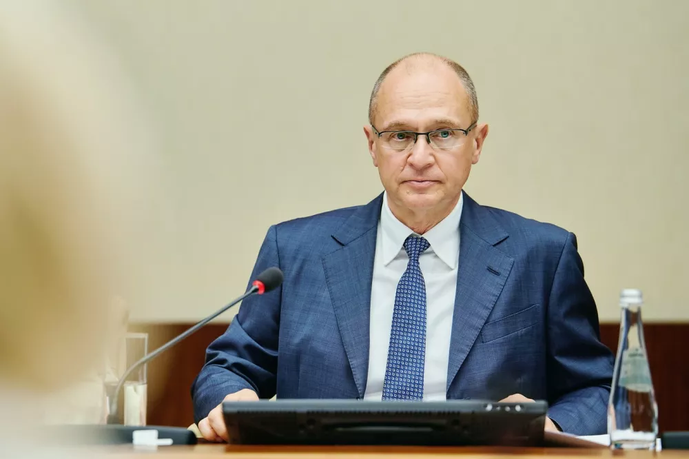 RUSSIA, MOSCOW - JUNE 9, 2025: First Deputy Chief of Staff of the Presidential Executive Office Sergei Kiriyenko attends a meeting of the Supervisory Board of the Russia - Land of Opportunity autonomous non-profit organisation,Image: 1008869870, License: Rights-managed, Restrictions: * Switzerland And Russia Rights Out *, Model Release: no
