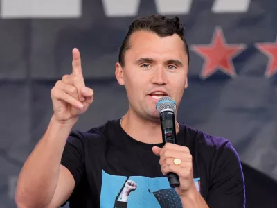 FILE PHOTO: Charlie Kirk speaks on day 3 of the Republican National Convention at the Fiserv Forum in Milwaukee, Wisconsin, U.S., July 17, 2024. REUTERS/Cheney Orr/File Photo/File Photo