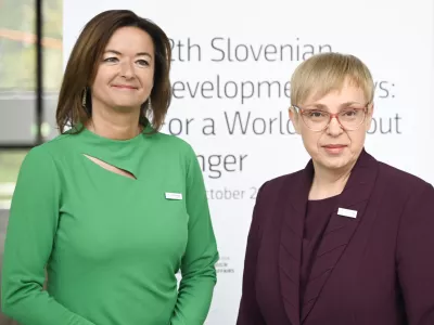 podpredsednica vlade in ministrica za zunanje in evropske zadeve Tanja FajonNataša Pirc Musar21.10. 2024 Slovenski humanitarni forum in mednarodna konferenca v okviru Slovenskih razvojnih dniFOTO: Nik Erik Neubauer