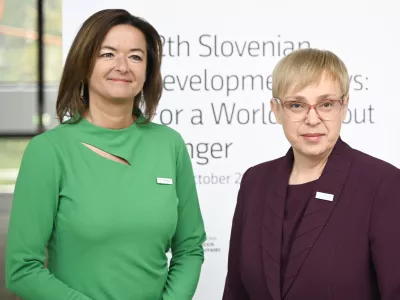 podpredsednica vlade in ministrica za zunanje in evropske zadeve Tanja FajonNataša Pirc Musar21.10. 2024 Slovenski humanitarni forum in mednarodna konferenca v okviru Slovenskih razvojnih dniFOTO: Nik Erik Neubauer