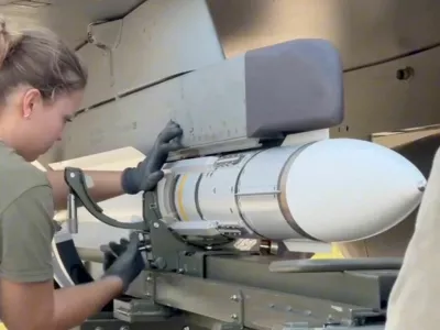 A member of personnel works after the French armed forces mobilised three Rafale fighter jets following the launch of the Eastern Sentry operation to bolster the defence of NATO's eastern flank in response to Russian drone incursions into Polish airspace, in a location given as Poland in this screen grab from a handout video released on September 12, 2025. French Armed Forces/Handout via REUTERS THIS IMAGE HAS BEEN SUPPLIED BY A THIRD PARTY. NO RESALES. NO ARCHIVES. MANDATORY CREDIT
