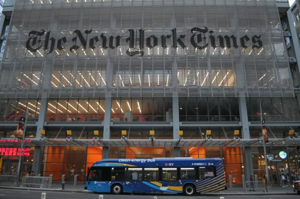 The New York Times office building is seen in Manhattan, New York City. - Jimin Kim / SOPA Images//SOPAIMAGES_11030022/Credit:Jimin Kim / SOPA/SIPA/2509061146,Image: 1034637039, License: Rights-managed, Restrictions:, Model Release: no