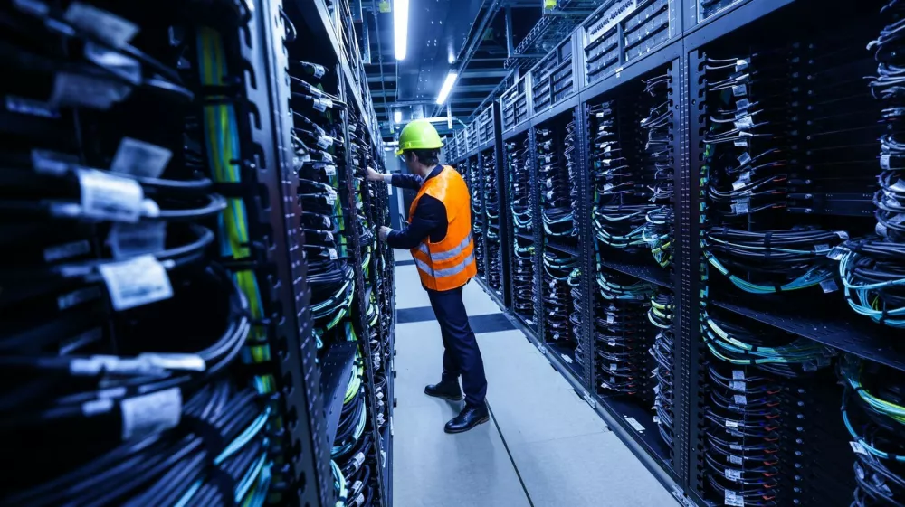 Superračunalnik Jupiter se nahaja v raziskovalnem središču Jülich, po površini pa zavzema skoraj celotno nogometno igrišče. Foto: DPA