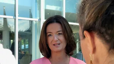 Bled.Protest ob robu Blejskega strateskega foruma.Ministrica za zunanje in evropske zadeve Tanja Fajon.