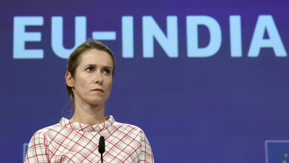 The European Commission's High Representative for Foreign Affairs Kaja Kallas takes part in a press conference in Brussels, Belgium September 17, 2025 REUTERS/Yves Herman