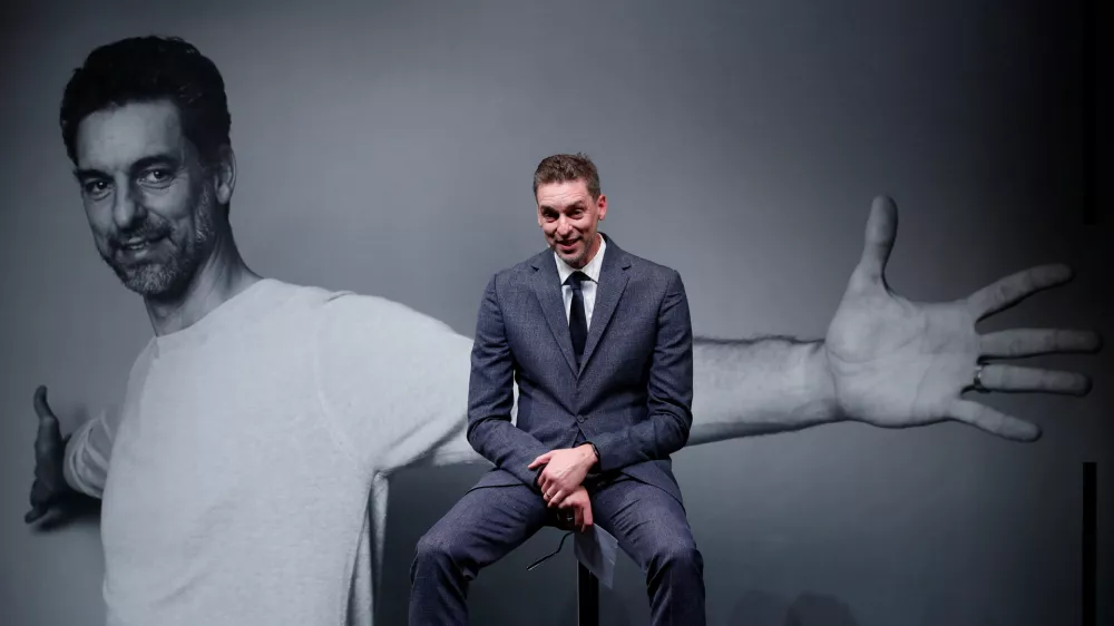 ﻿Soccer Football - Pau Gasol Press Conference - Theatre Liceu, Barcelona, Spain - October 5, 2021 Pau Gasol during the press conference REUTERS/Albert Gea