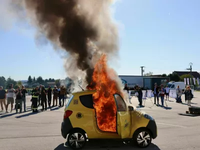 Električni avto, vžig, vaja, Celje. Foto: Jaka Gasar