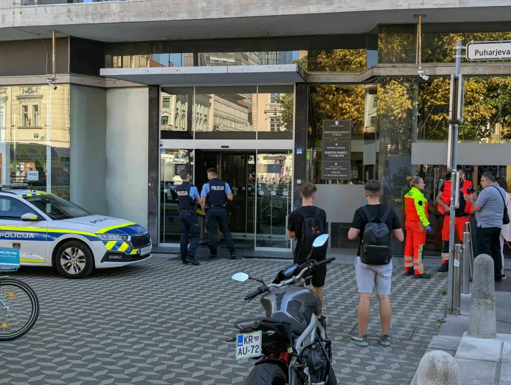 Ljubljana, okrožno sodišče, okrožno tožilstvo, policija, reševalci. Foto: bralec