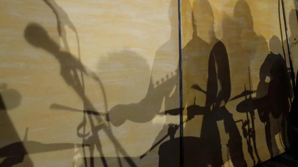 ﻿- simbolična fotografija - glasbeniki- 08.05.2014 - Waldorfska šola v Ljubljani - Učiteljski bend Lucka kuhna Lucka pred dobrodelnim koncertom Za staro pravdo. Kultura, umetnost, nastop, silhueta, sence, - simbolična fotografija   //FOTO: Luka Cjuha.