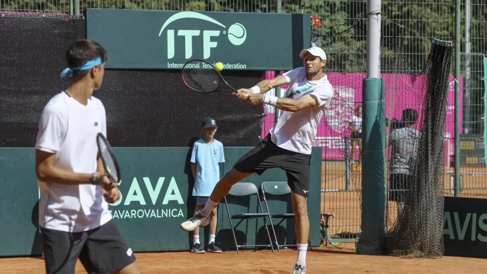 Blaž Rola- 16.09.2023 – tenis moški – Slovenija: Luksemburg, dvoboj v drugi evro-afriški skupini, Davisov pokal, II. svetovna skupina //FOTO: Luka Cjuha