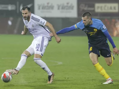 Maks Barišič (levo), David Zec - 09.03. 2024 - nogomet - 1.SNL - Celje: Maribor, Celje //FOTO: Jaka Gasar