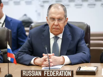 25 September 2025, US, New York: Russia's Minister of Foreign Affairs Sergei Lavrov attends a meeting with the foreign ministers of member states of the Sahel Alliance on the sidelines of the UN General Assembly in New York. Photo: Russian Foreign Ministry Press S/TASS via ZUMA Press/dpa