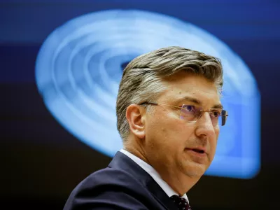 Croatian Prime Minister Andrej Plenkovic appears in European Parliament for a debate, ahead of the parliament next month issuing its opinion on Croatia's bid to adopt the euro currency from January 1, 2023, in Brussels, Belgium June 22, 2022. REUTERS/Johanna Geron