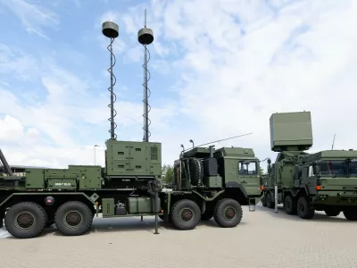 25 July 2025, Bavaria, Röthenbach An Der Pegnitz: The IRIS-T SLM system can be seen during the visit of Federal Minister of Economics Reiche to the Diehl Defence site. Photo: Daniel Löb/dpa,Image: 1025656466, License: Rights-managed, Restrictions: GERMANY OUT, Model Release: no