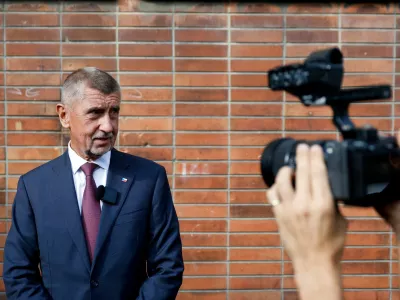 Leader of ANO party Andrej Babis is photographed outside of a polling station during the parliamentary elections in Ostrava, Czech Republic, October 3, 2025. REUTERS/David W Cerny