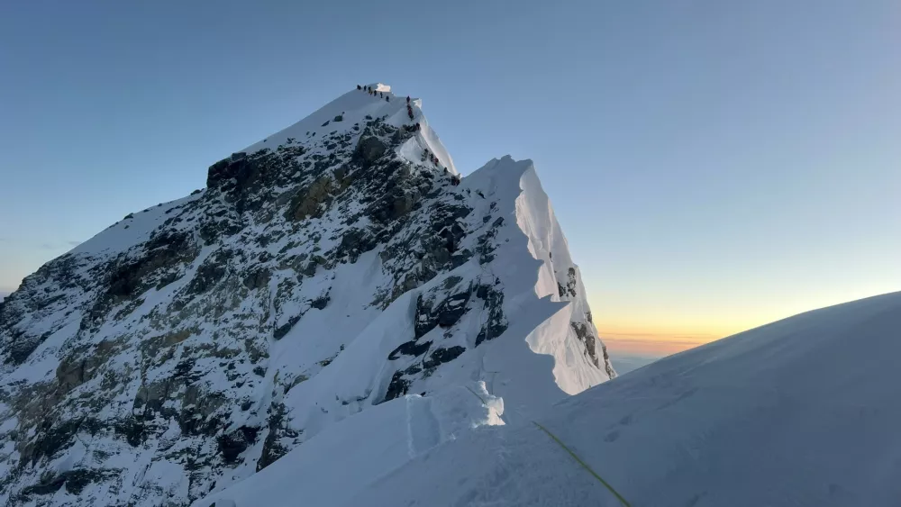 FILED - 21 May 2024, Nepal, Mount Everest: A view of Mount Everest. Almost 1,000 people are stranded on the Tibetan side of Mount Everest following a snowstorm, according to Chinese state media. Photo: Narendra Shahi Thakuri/dpa