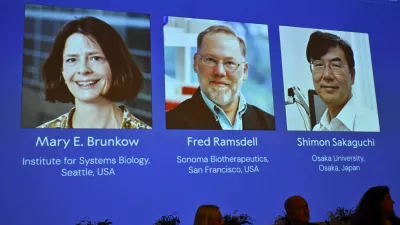 Mary E Brunkow, Fred Ramsdell and Shimon Sakaguchi are awarded this year's Nobel Prize in Medicine or Physiology. The Nobel Assembly at Karolinska Institutet announce the Nobel Prize in Physiology or Medicine on October 6, 2025, in Stockholm, Sweden.  TT News Agency/Claudio Bresciani via REUTERS   ATTENTION EDITORS - THIS IMAGE WAS PROVIDED BY A THIRD PARTY. SWEDEN OUT. NO COMMERCIAL OR EDITORIAL SALES IN SWEDEN.