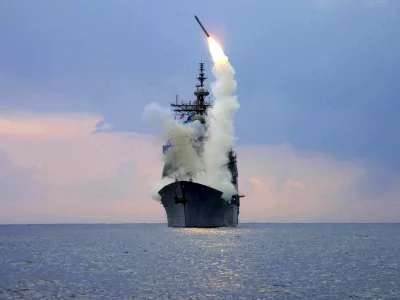 FILE PHOTO: A Tomahawk Land Attack Missile (TLAM) is launched from the guided missile cruiser USS Cape St. George, arch 23, 2003.  REUTERS/U.S. Navy/Intelligence Specialist 1st Class Kenneth Moll/File Photo/File Photo