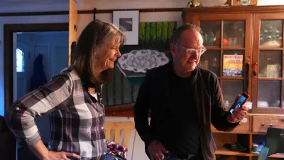 Mary E. Brunkow and her husband Ross Colquhoun talk with one of their daughters on the phone about her winning a Nobel Prize in medicine for part of her work on peripheral immune tolerance, in Seattle, Monday, Oct. 6, 2025. (AP Photo/Lindsey Wasson)