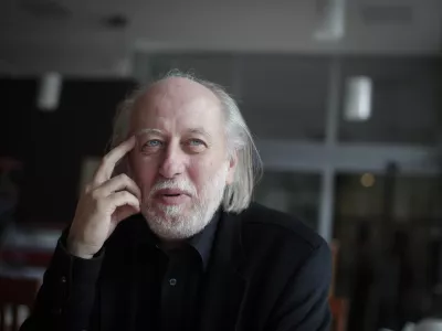 ﻿Laszlo Krasznahorkai, madžarski pisatelj - nagrajenec 29. mednarodnega literarnega festivala Vilenica 2014,  //FOTO: Luka CjuhaOPOMBA: ZA OBJAVO V PRILOGI – DNEVNIKOV OBJEKTIV - INTERVJU 2014.