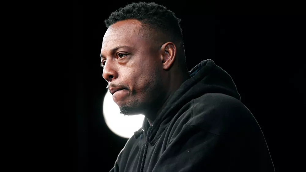 FILE - Basketball Hall of Fame Class of 2021 inductee Paul Pierce speaks at a news conference at Mohegan Sun, Sept. 10, 2021, in Uncasville, Conn. (AP Photo/Jessica Hill, File)