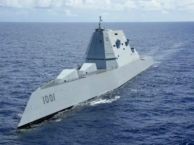 220728-N-DF558-1763 PACIFIC OCEAN (July 28, 2022) U.S. Navy Zumwalt-class guided-missile destroyer USS Michael Monsoor (DDG 1001) sails in formation during Rim of the Pacific (RIMPAC) 2022, July 28. Twenty-six nations, 38 ships, three submarines, more than 30 unmanned systems, approximately 170 aircraft and 25,000 personnel are participating in RIMPAC from June 29 to Aug. 4 in and around the Hawaiian Islands and Southern California. The world's largest international maritime exercise, RIMPAC provides a unique training opportunity while fostering and sustaining cooperative relationships among participants critical to ensuring the safety of sea lanes and security on the world's oceans. RIMPAC 2022 is the 28th exercise in the series that began in 1971. (U.S. Navy photo by Mass Communication Specialist 3rd Class Aleksandr Freutel),Image: 711061347, License: Rights-managed, Restrictions:, Model Release: no