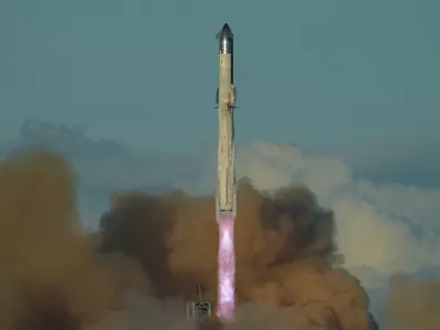 SpaceX's mega rocket Starship makes a test flight from Starbase, Texas, Monday, Oct. 13, 2025. (AP Photo/Eric Gay)