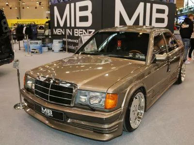 Mercedes-Benz 190d Vestatec Baureihe W201, Baujahr 1987 am Stand der Mercedes-FanWorld / MIB Men in Benz, 56. Essen Motor Show 2024 30.11.-08.12.2024, Pressetag 29.11.2024, Auto, Automobilmesse, Ausstellung f?r sportliche Autos Tuning Motorsport und Oldtimer, Messe Essen, Essen D. *** Mercedes Benz 190d Vestatec model series W201, year of construction 1987 at the stand of Mercedes FanWorld MIB Men in Benz, 56 Essen Motor Show 2024 30 11 08 12 2024, press day 29 11 2024, car, automobile fair, exhibition for sporty cars tuning motorsport and classic cars, Messe Essen, Essen DNo Use Switzerland. No Use Germany. No Use Japan. No Use Austria