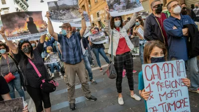 NAPLES, ITALY - JUNE 6 - A moment of the event organized by the movement "Stop Biocide" at the Palazzo Santa Lucia, headquarters of the Regional Council of the Campania Region in Naples, June 6, 2020, to ask for enough illegal spills toxic fires and pollution in the Land of Fires. Terra dei Fuochi is a large area located in southern Italy, which stretches in Campania, straddling the provinces of Naples and Caserta, takes this name because of its relationship to the burying of toxic waste and special waste, and the triggering of numerous fires of waste, all circumstances with a potential impact on the health of the local population.//DORATIMANUEL_dorati9170/2006071307/Credit:MANUEL DORATI/SIPA/2006071312,Image: 528124581, License: Rights-managed, Restrictions:, Model Release: no / Foto: Profimedia