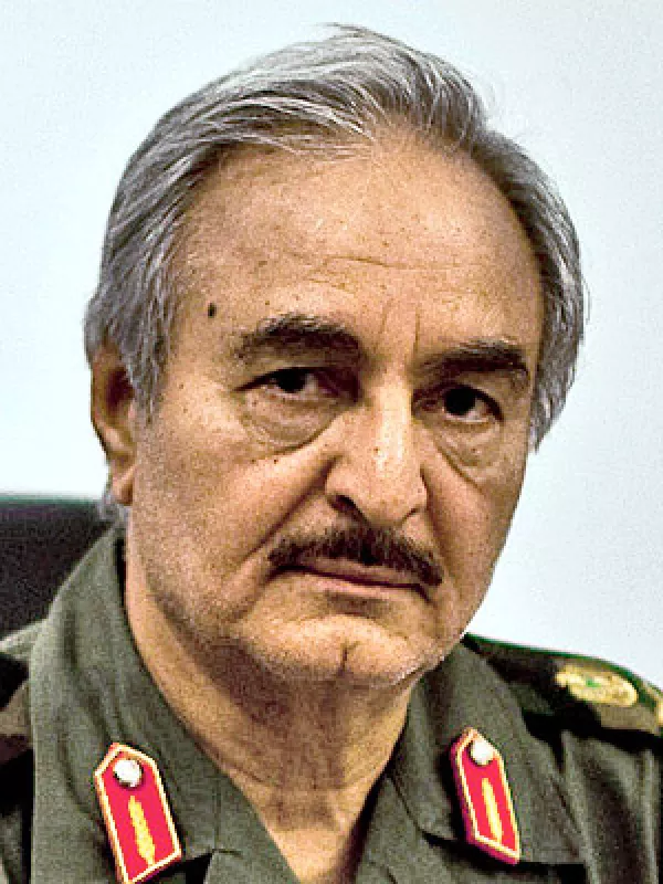 TRAX: 10109777A 4/19/2011Benghazi, Libya Khalifa Heftar, one of two rebel military commanders vying for the top command position over Free Libyan Forces in Libya, photographed in his office at the Gulf Oil Co. in Benghazi, Tuesday. CREDIT: Bryan Denton for The New York Times                NYTCREDIT: Bryan Denton for The New York Times