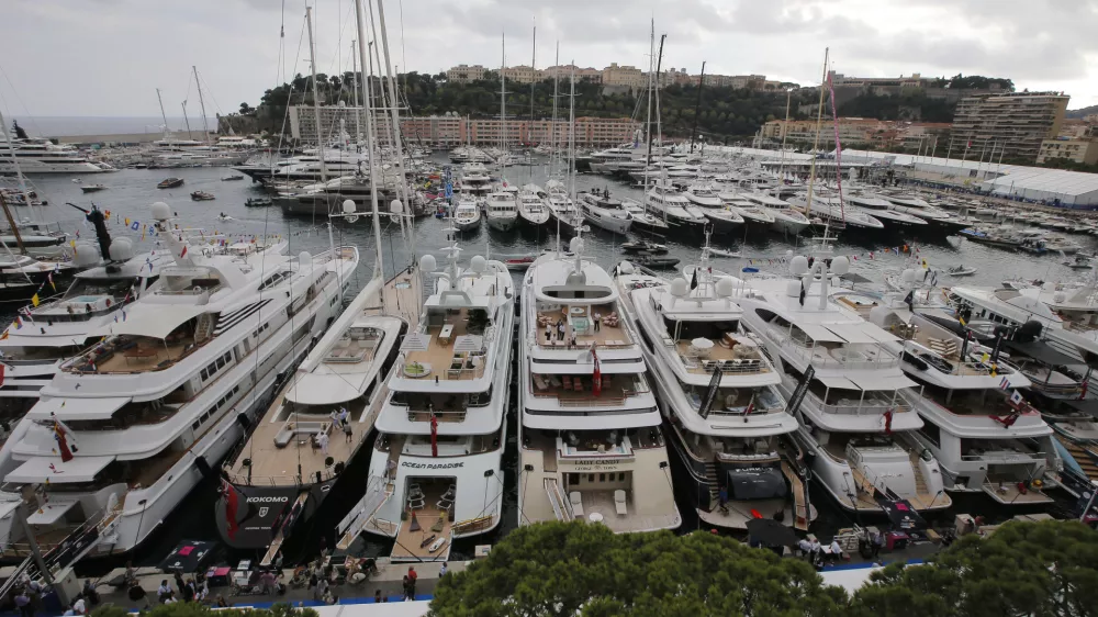 ﻿Yachts are showing at the 24th edition of the Monaco Yacht Show, Wednesday, Sept. 25, 2013, in Monaco.The Monaco Yacht Show, taking place at Port Hercules in Monaco, is the only boat show devoted exclusively to luxury yachting. (AP Photo/Lionel Cironneau)