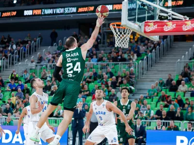 David Škara during ABA League 2025/2026 basketball match between Cedevita Olimpija (SLO) and Zadar (CRO) in SRC Stozice, Ljubljana, Slovenia on October 19th, 2025.