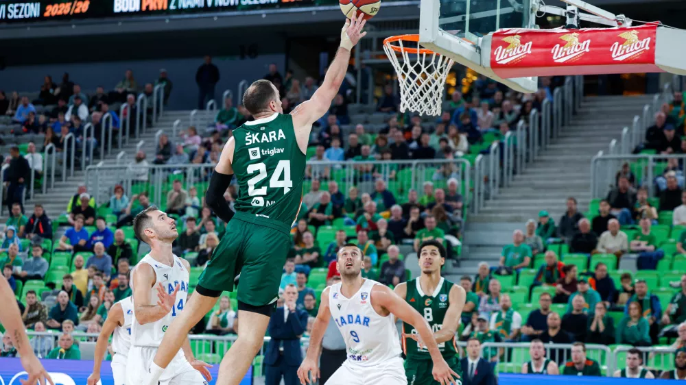 David Škara during ABA League 2025/2026 basketball match between Cedevita Olimpija (SLO) and Zadar (CRO) in SRC Stozice, Ljubljana, Slovenia on October 19th, 2025.