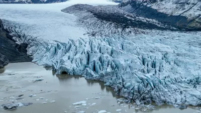 March 25, 2025, Skaftafell, Skaftafell, Iceland: An aerial view of Skaftafell Glacier. Skaftafell Glacier, part of VatnajÃ¶kull National Park in Iceland, is a stunning natural wonder characterized by its breathtaking ice formations and rugged landscapes. Skaftafell Glacier, Skaftafell, Iceland, 25th March 2025.,Image: 979375227, License: Rights-managed, Restrictions:, Model Release: no