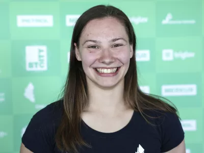 Lucija Hribar- 15.04.2024 - novinarska konferenca pred evropskim prvenstvom v športni gimnastiki //FOTO: Jaka Gasar