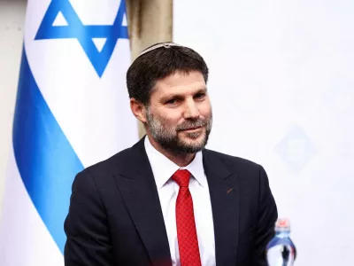 FILE PHOTO: Bezalel Smotrich speaks at a handing over ceremony after he took office as the new Israeli Finance Minister in Jerusalem January 1, 2023. REUTERS/Ronen Zvulun/File Photo