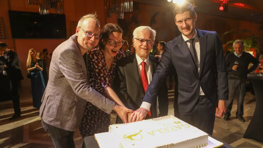 DOCENTRIC, Jurij Leskovec, ANA GLIGORIJEVIĆ, Bogomir Strašek, Simon Mesec23.10.2025 - Gazela 2025 - sklepna prireditev Slovenska gazela 2025 v organizaciji časnika Dnevnik, slavnostna razglasitev zlate Gazele za leto 2025. Cankarjev dom //FOTO: Luka Cjuha