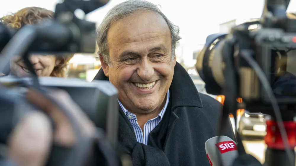 Former UEFA President, Michel Platini leaves the special appeals court in Muttenz, Switzerland, Monday, March 3, 2025. (Urs Flueeler/Keystone via AP)