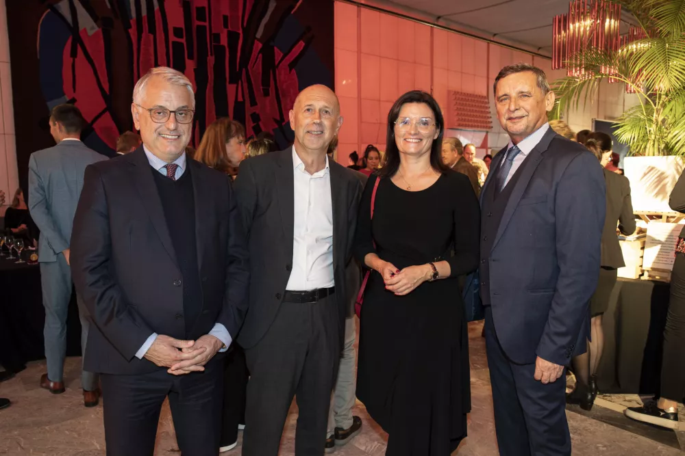 Minister za gospodarstvo, turizem in šport Matjaž Han, DNEVNIK MEDIJI - Bojan Petan, Tatjana Tanackovič in Miran Lesjak (Foto: Katja Kodba)