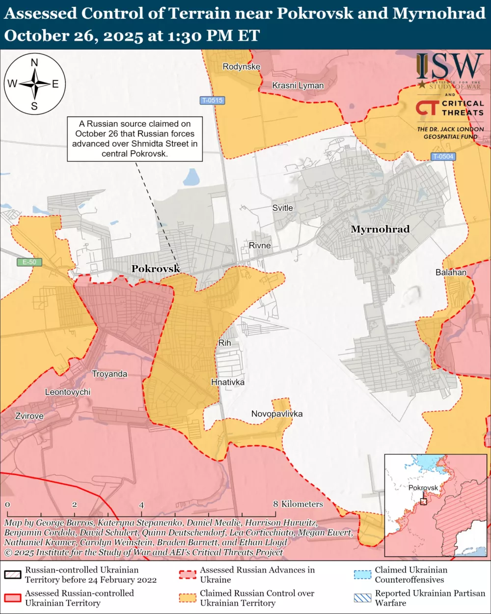 položaj v Pokrovsku, ISW, 27. oktober 2025