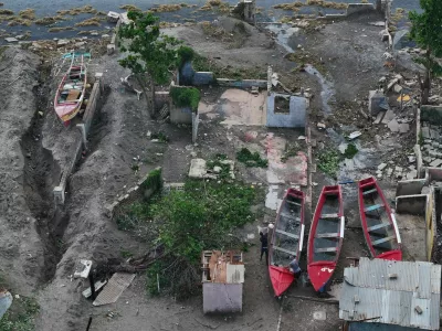 Drone view of damage structures and boats after Hurricane Melissa made landfall, in Alligator Pond, Jamaica, October 29, 2025. REUTERS/Maria Alejandra Cardona