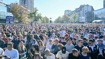 Protestni shod ob prvi obletnici nesreče na novosadski železni&scaron;ki postaji. Novi Sad, 1. nov 2025Foto: Nik Erik Neubauer