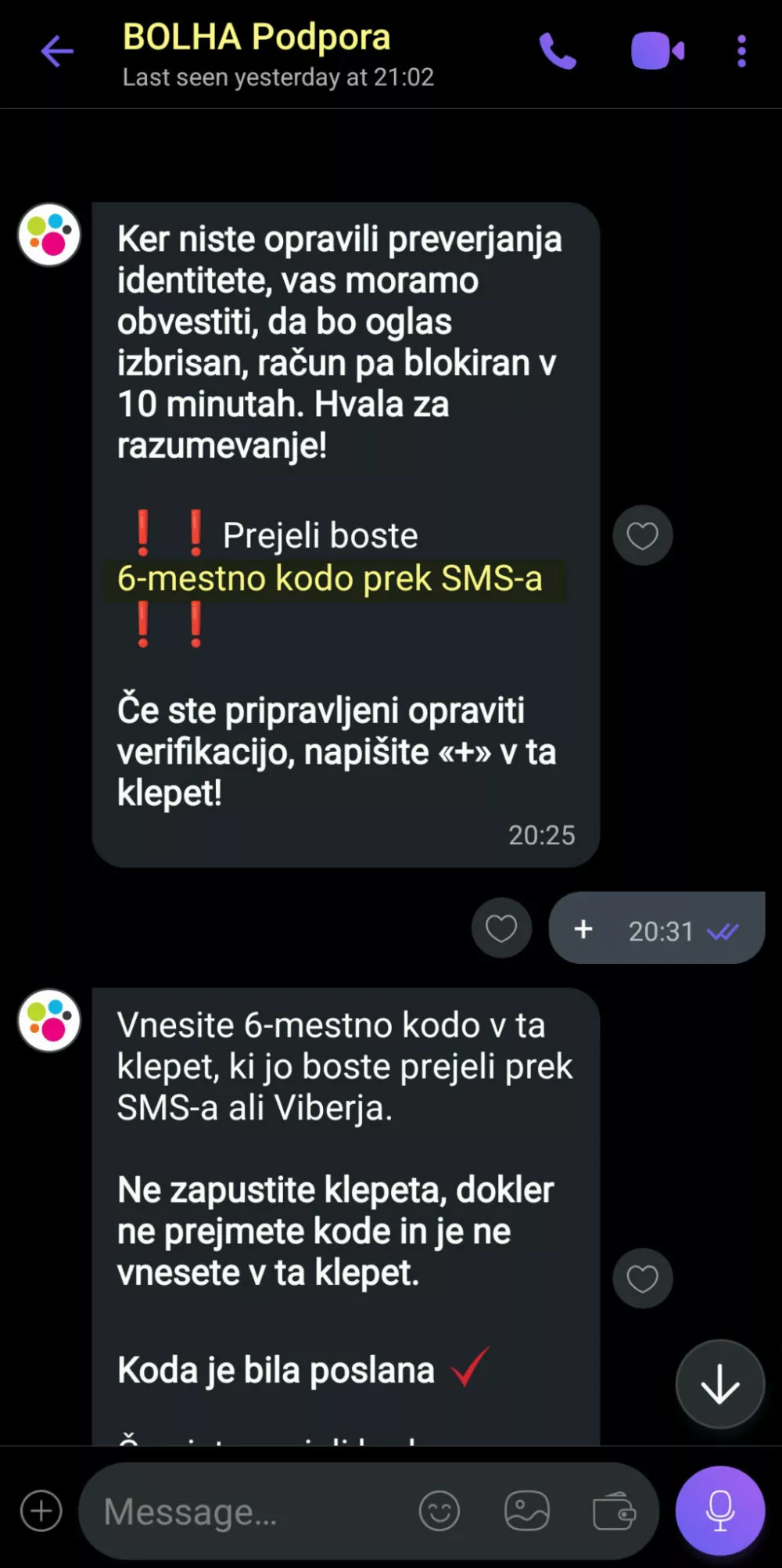 Spletne zlorabe se pojavljajo na omrežju viber. Foto: zajem zaslona