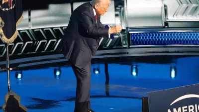 05 November 2025, US, Miami: US President Donald Trump reacts before delivering a speech at the America Business Forum at the Kaseya Center Arena in Miami. Photo: Marcin Cholewinski/ZUMA Press Wire/dpa